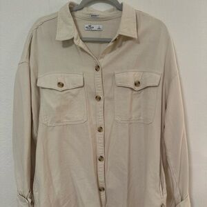 Hollister Cream Boyfriend Fit Shirt